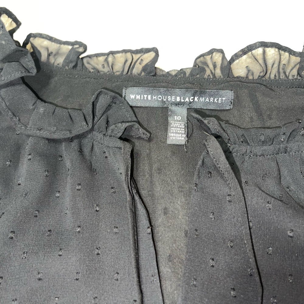 White House Black Market Black Sheer Blouse - Picture 5 of 6